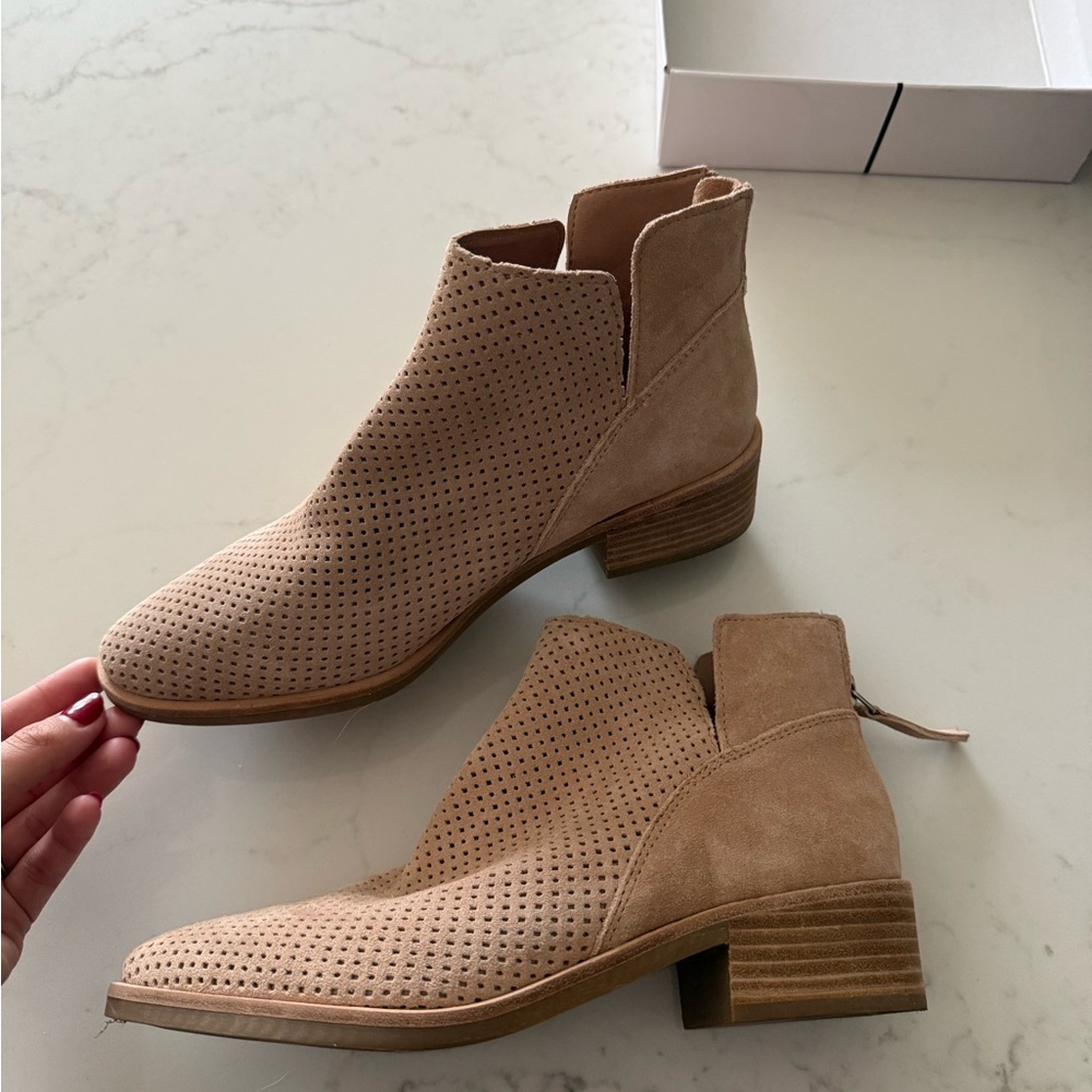 Dolce Vita Beige Perforated Ankle Booties